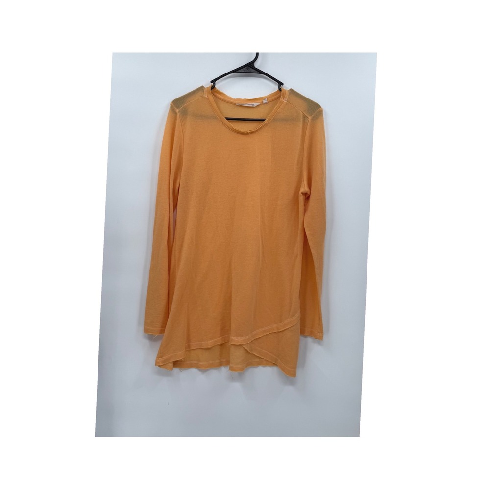 Soft Surroundings PS Tunic Womens Orange Asymmetrical Raw Edge Knit Top 3AZ46